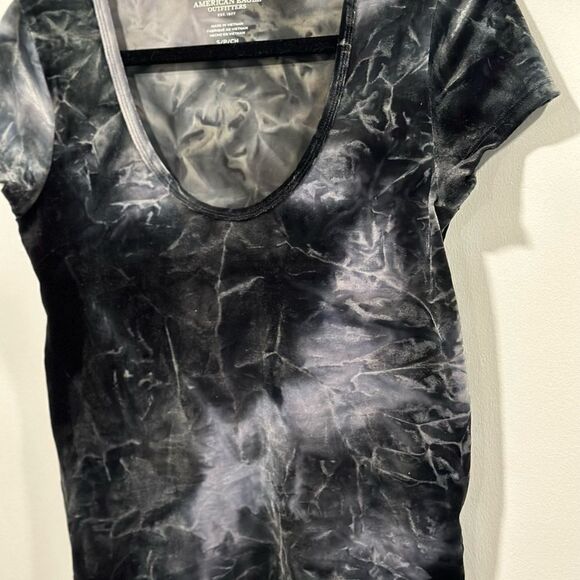 American Eagle Women’s Velvet T-Shirt - Black Tie Dye, Size Small - Picture 4 of 8